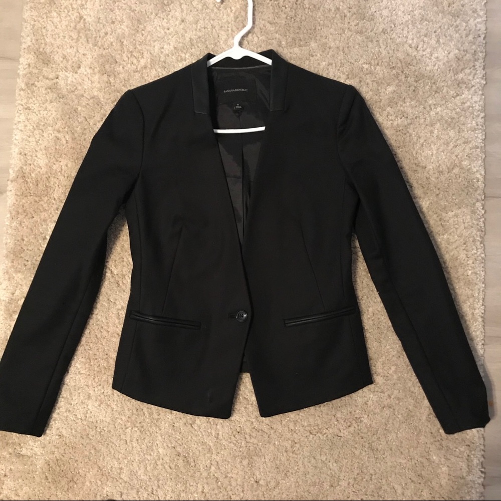 Banana Republic Black Collarless Blazer